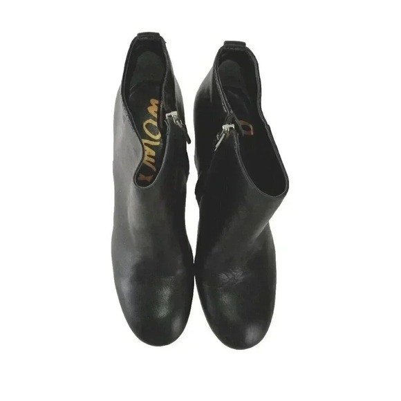 Sam Edelman Cambell Ankle Boot Heel Black Leather Zip Bootie Womens Size 8 - Picture 1 of 10